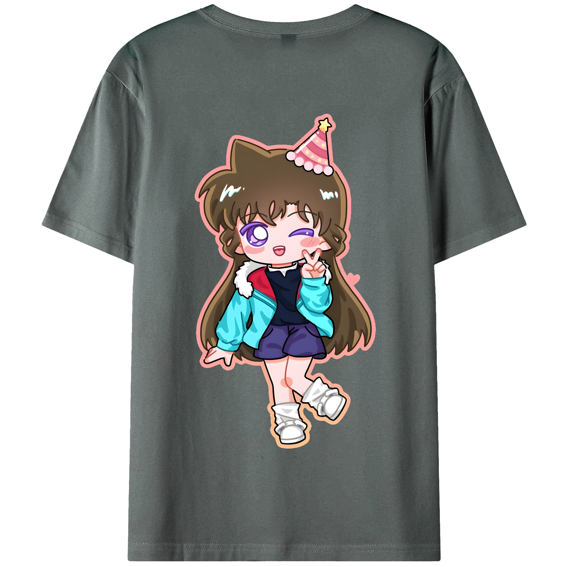 （画像用） 名探偵コナン 毛利 蘭 もうり らん、モーリ ラン Detective Conan Rachel Moore 綿100％半袖Tシャツ（背面プリント）
